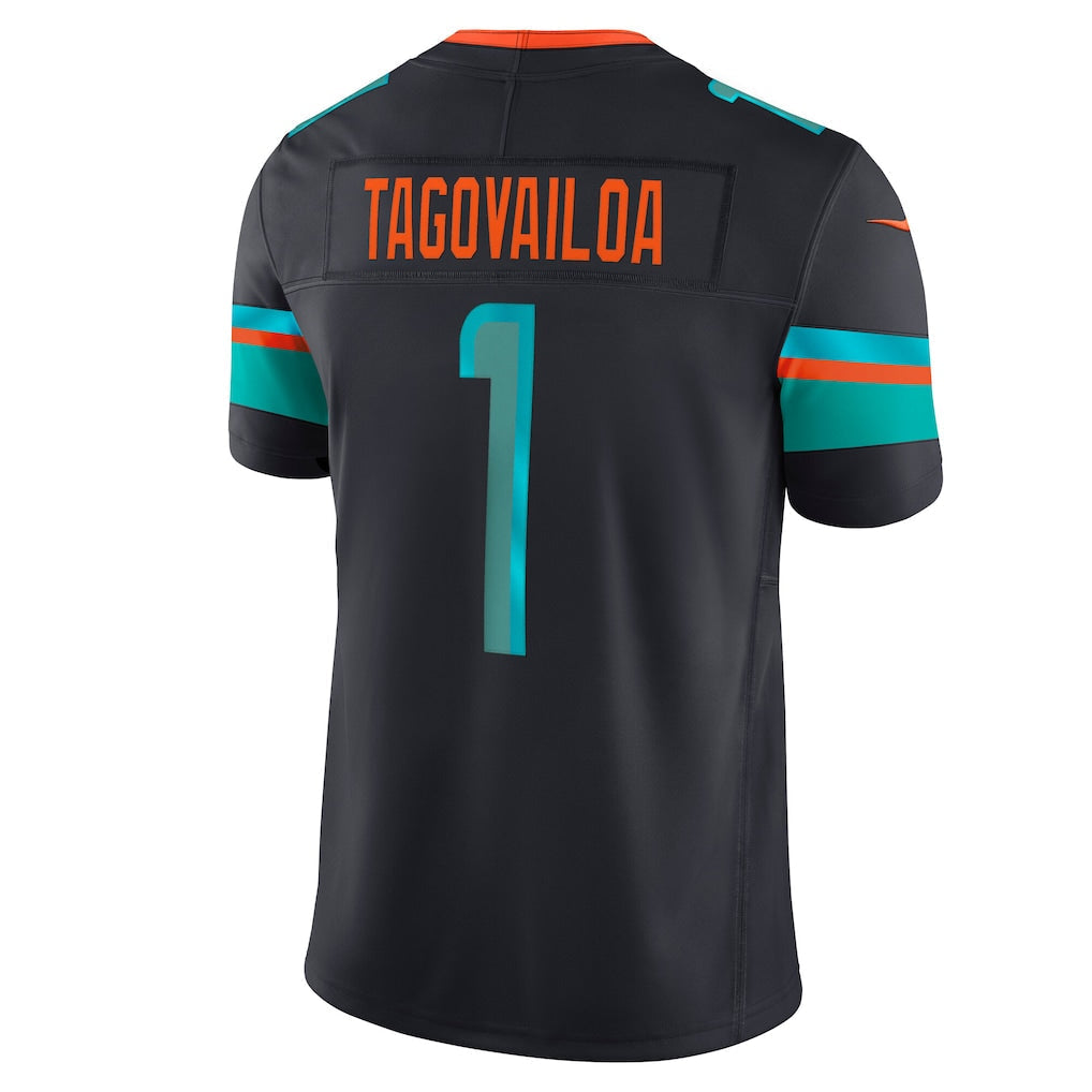 M.Dolphins #1 Tua Tagovailoa Pitch Blue 2025 Rivalries Collection Limited Jersey
