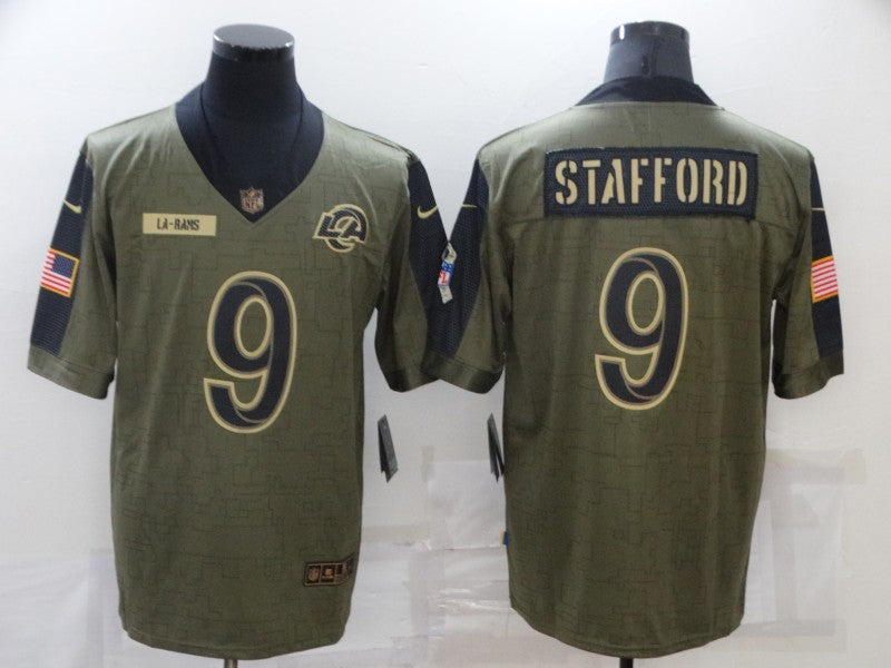Men's Los Angeles Rams Matthew Stafford #9 Brown Game Jersey1