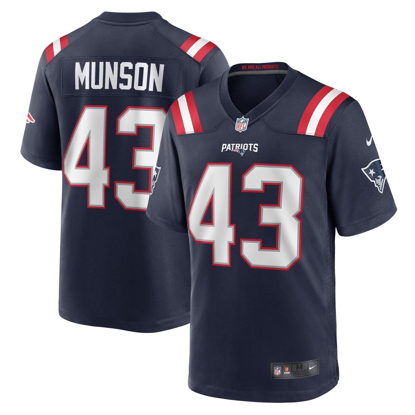 Calvin Munson New England Patriots  Home Game   Jersey - Navy