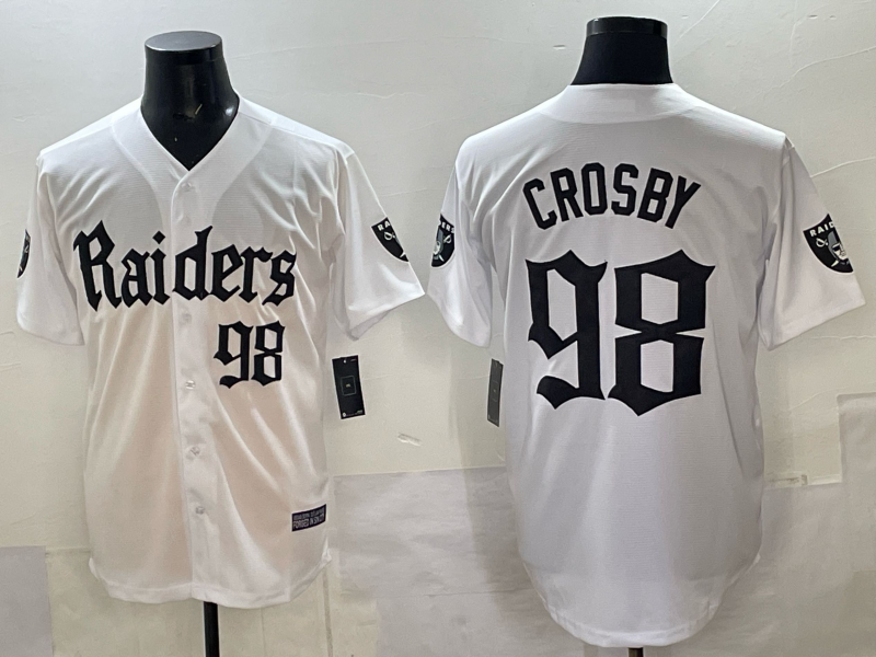 Men's Las Vegas Raiders Maxx Crosby #98 White Team Game Jersey