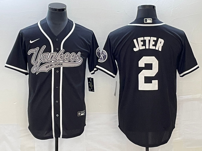 Men's New York Yankees Derek Jeter Black Player Jersey Joint Edition