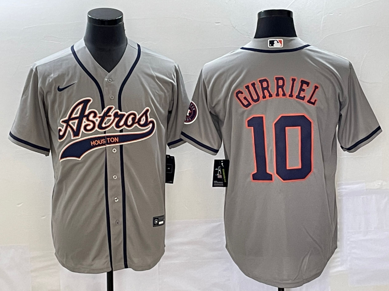 Men's Houston Astros Yuli Gurriel Gray Replica Jersey Joint Edition