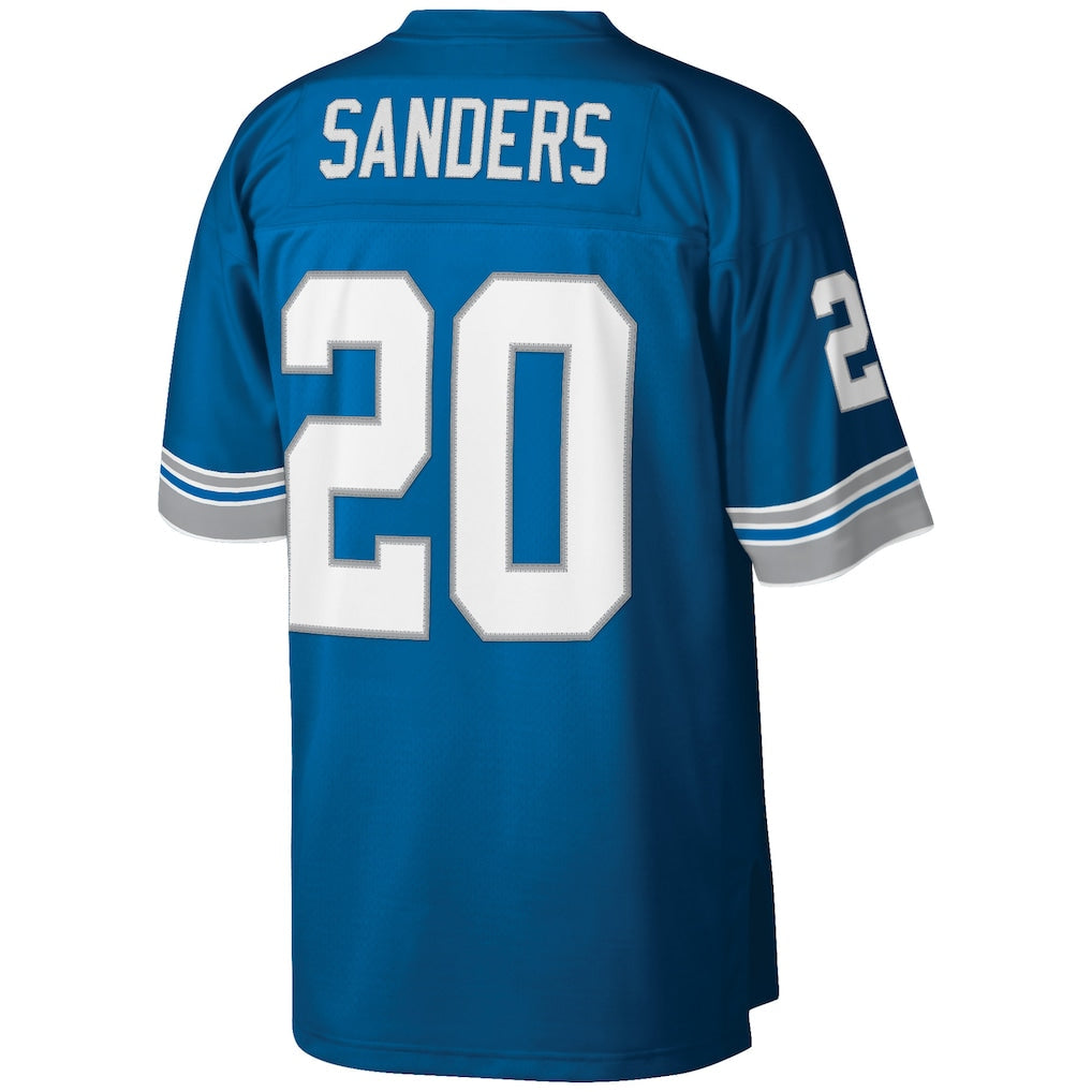 D.Lions #20 Barry Sanders  Blue Big & Tall 1996 Retired Player Replica Jersey