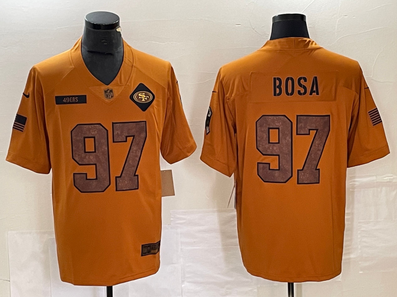 Men's San Francisco 49ers Nick Bosa Brown 2023 Salute To Service Retired Player Limited Jersey