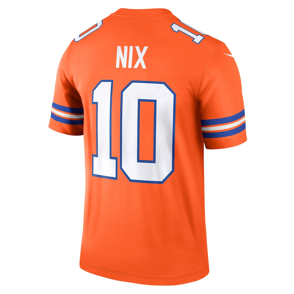 D.Broncos #10 Bo Nix Orange Legend Player Performance Top Jersey