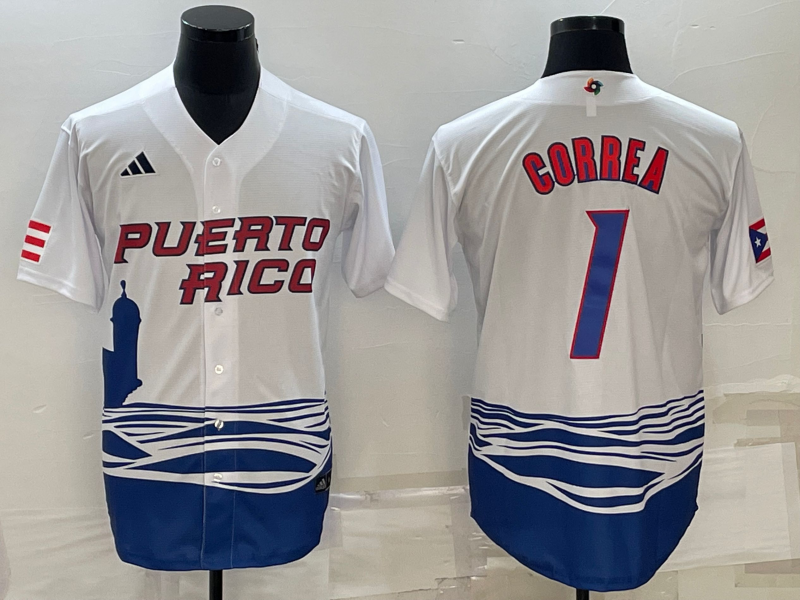Men's 2023 World Baseball Classic Carlos Correa Puerto Rico White Jersey