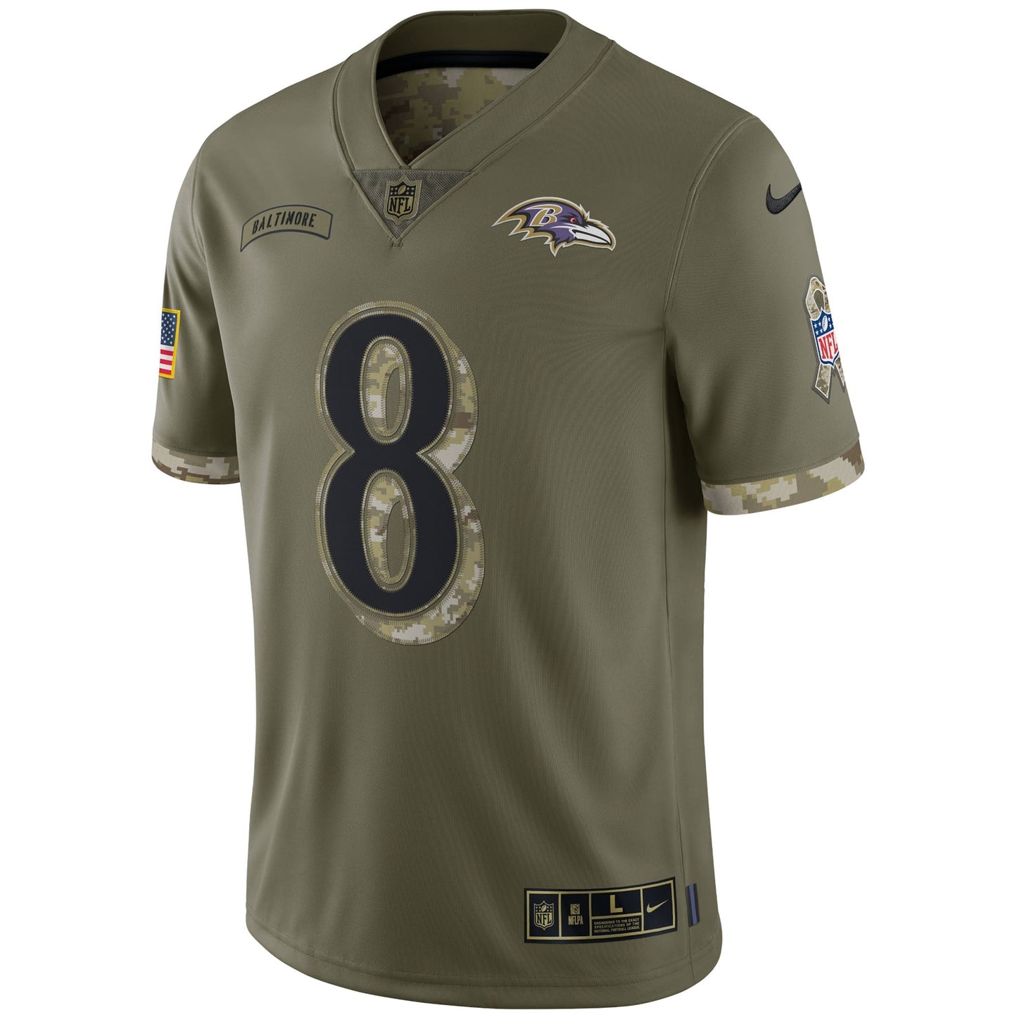 Lamar Jackson Baltimore Ravens  2022 Salute To Service Limited Jersey - Olive