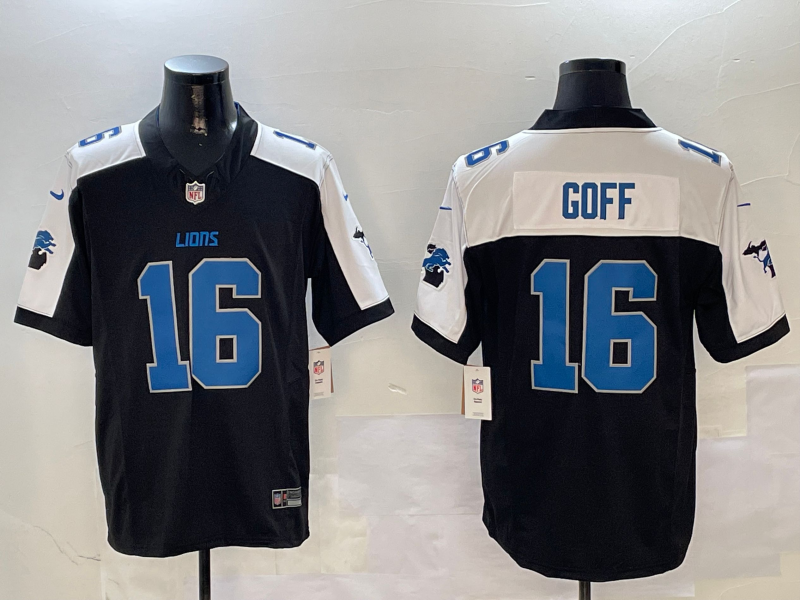 Men's Detroit Lions Jared Goff Black Alternate Game Jersey