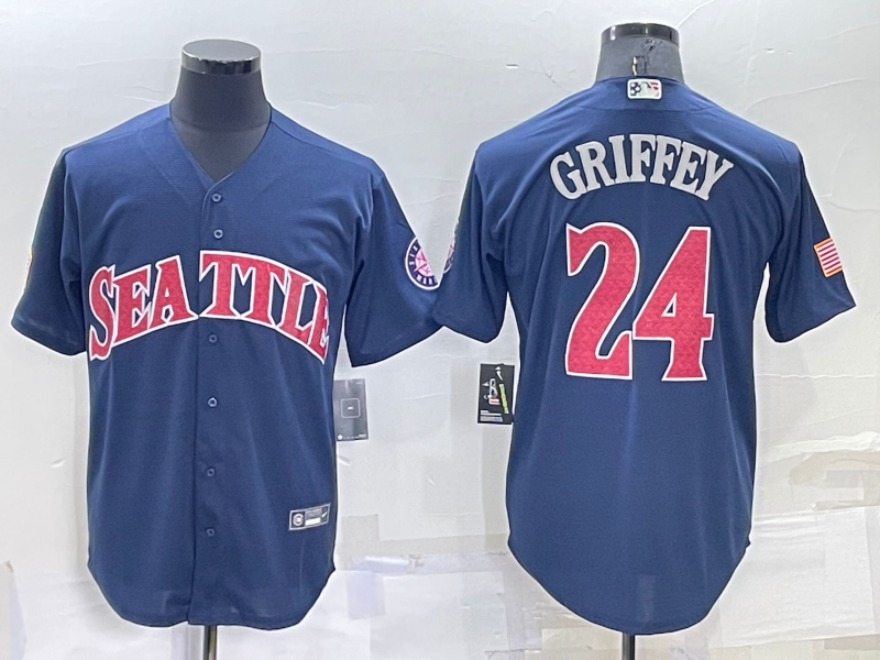 Men's Seattle Mariners Ken Griffey Jr. #24 Navy Player Jersey1
