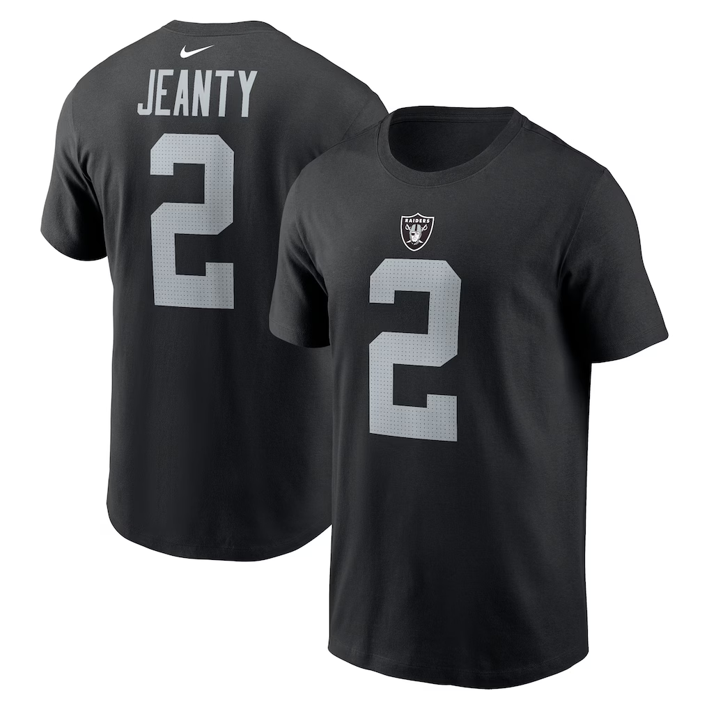 Men's Las Vegas Raiders Ashton Jeanty  Black Name & Number T-Shirt