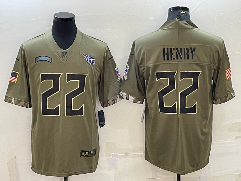 Men's Tennessee Titans Derrick Henry Olive 2022 Salute To Service Player Limited Jersey