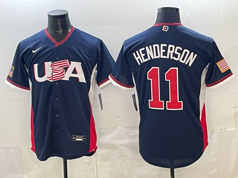 Men's USA Baseball Gunnar Henderson #11 Navy 2026 World Baseball Classic Stadium Jersey