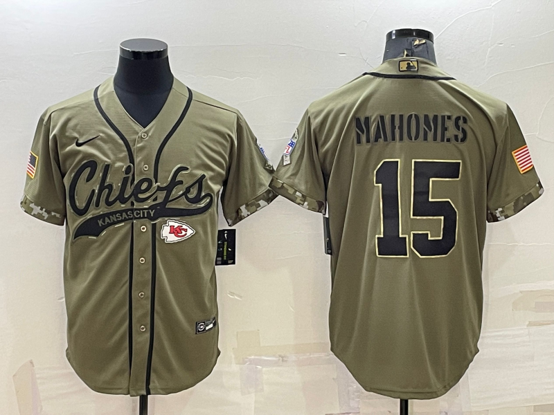 Men's Kansas City Chiefs Patrick Mahomes Olive 2022 Salute To Service Limited Jersey Joint Edition