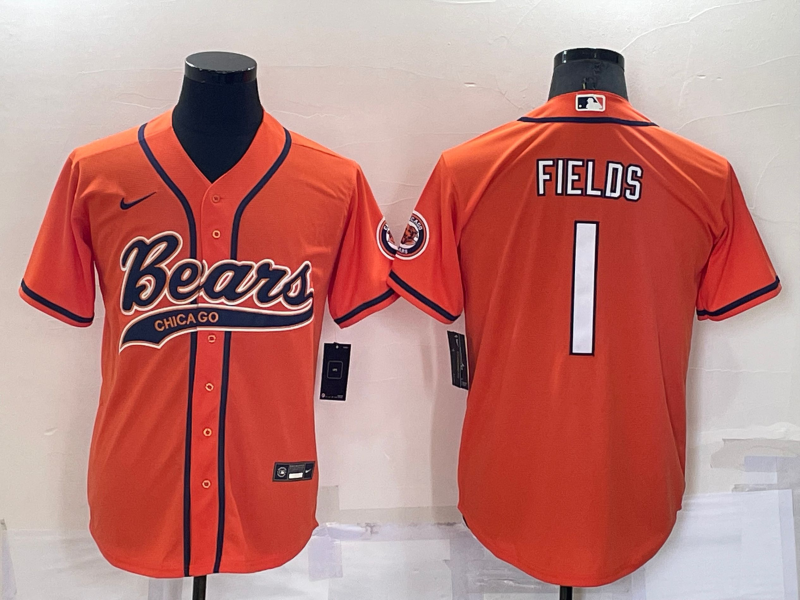 Men's Chicago Bears Justin Fields Orange Game Jersey Joint Edition