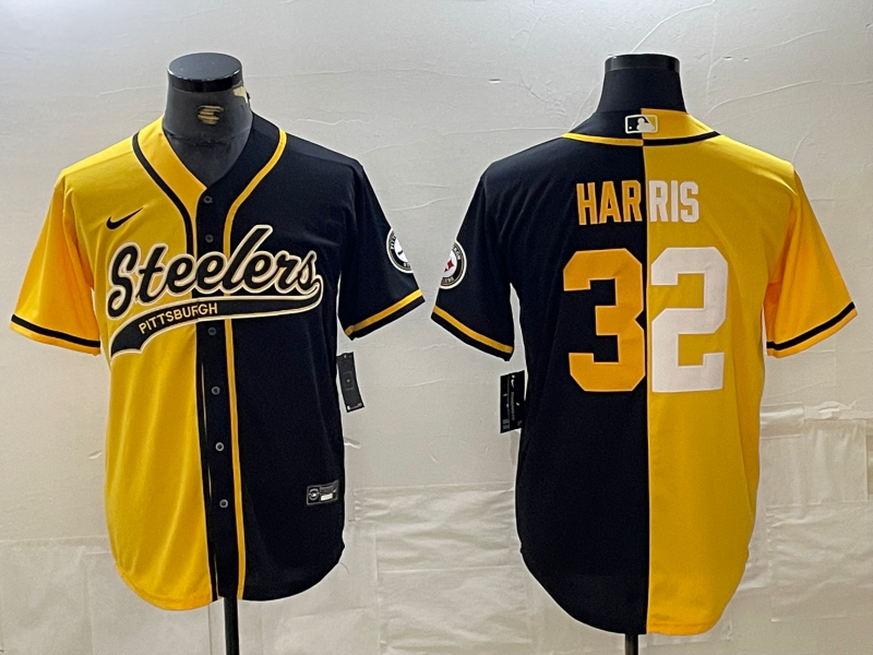 Men's Pittsburgh Steelers Franco Harris Yellow/Black Game Jersey Joint Edition