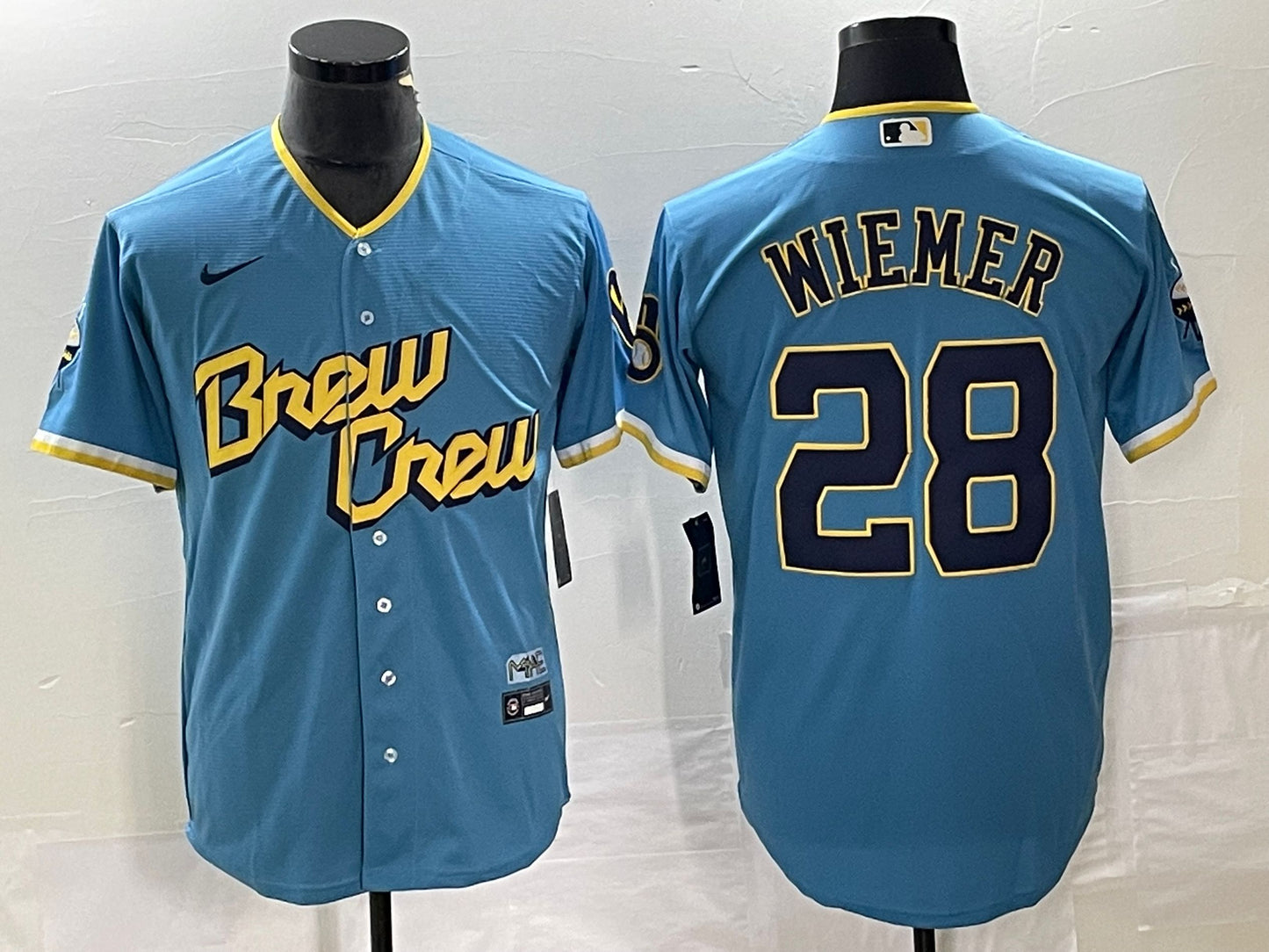 Men's Milwaukee Brewers Joey Wiemer Powder Blue 2022 City Connect Replica Player Jersey