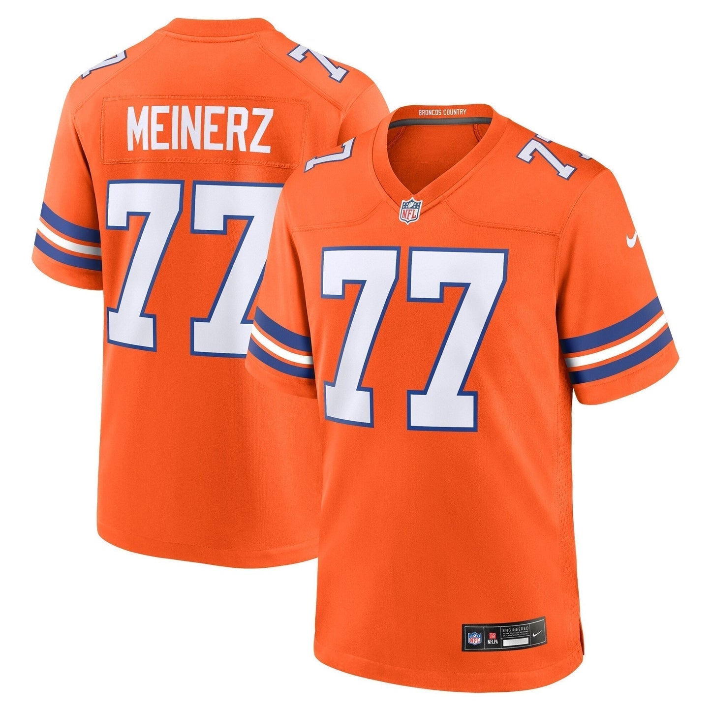 Quinn Meinerz Denver Broncos  Mile High Collection 1977 Throwback   Game Jersey - Orange
