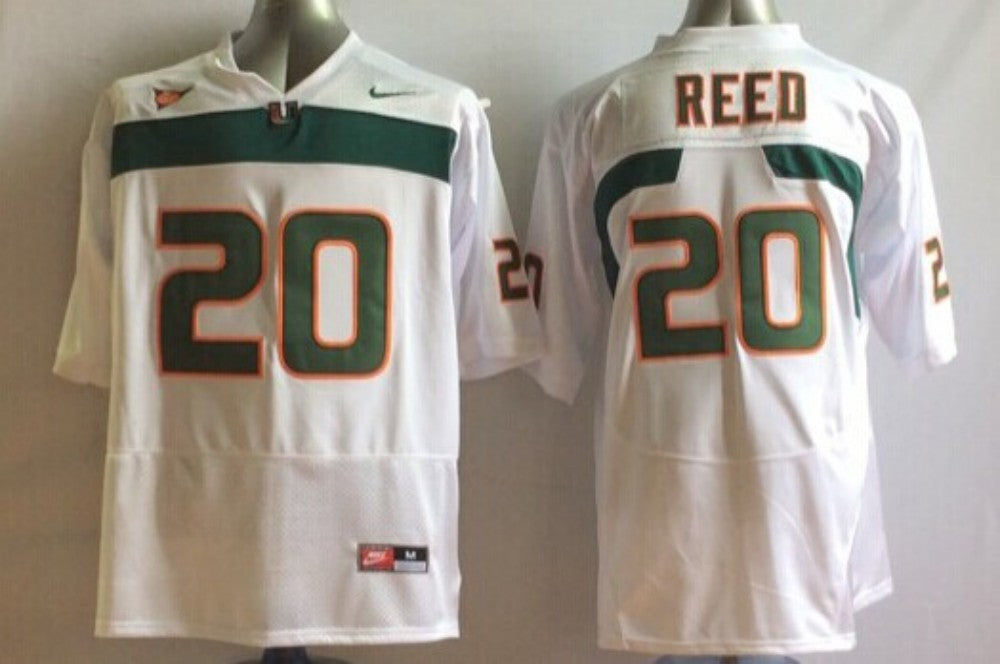 Men's Miami Hurricanes Ed Reed White Team Football Jersey