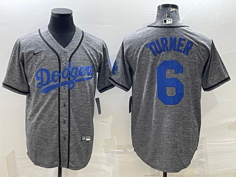 Men's Los Angeles Dodgers Trea Turner  Gray Alternate Replica Team Jersey