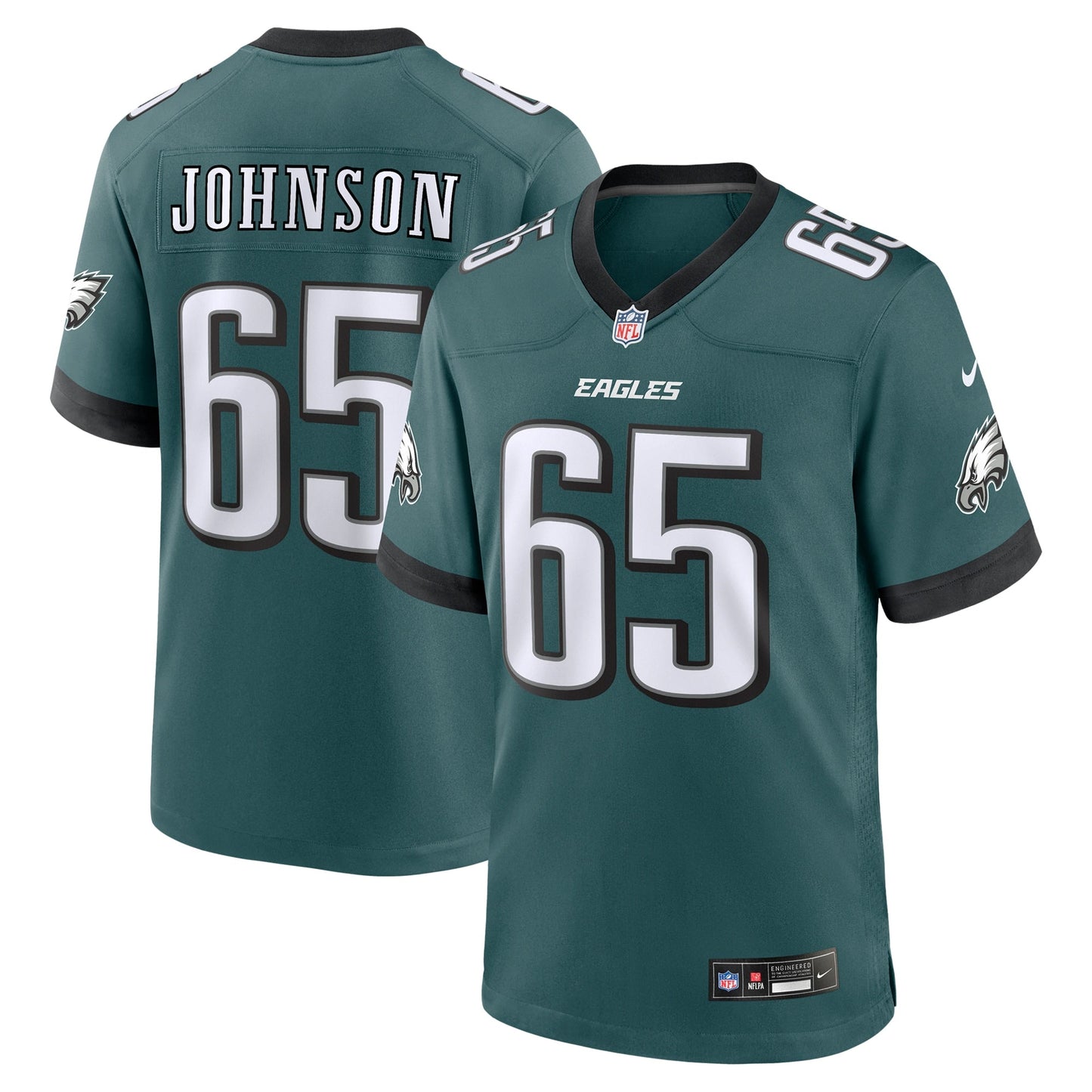 Lane Johnson Philadelphia Eagles  Team Game Jersey - Midnight Green