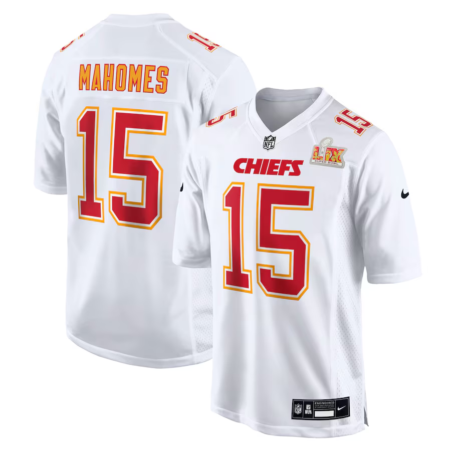 Men's Kansas City Chiefs Patrick Mahomes  Tundra White Super Bowl LIX Fashion Game Jersey