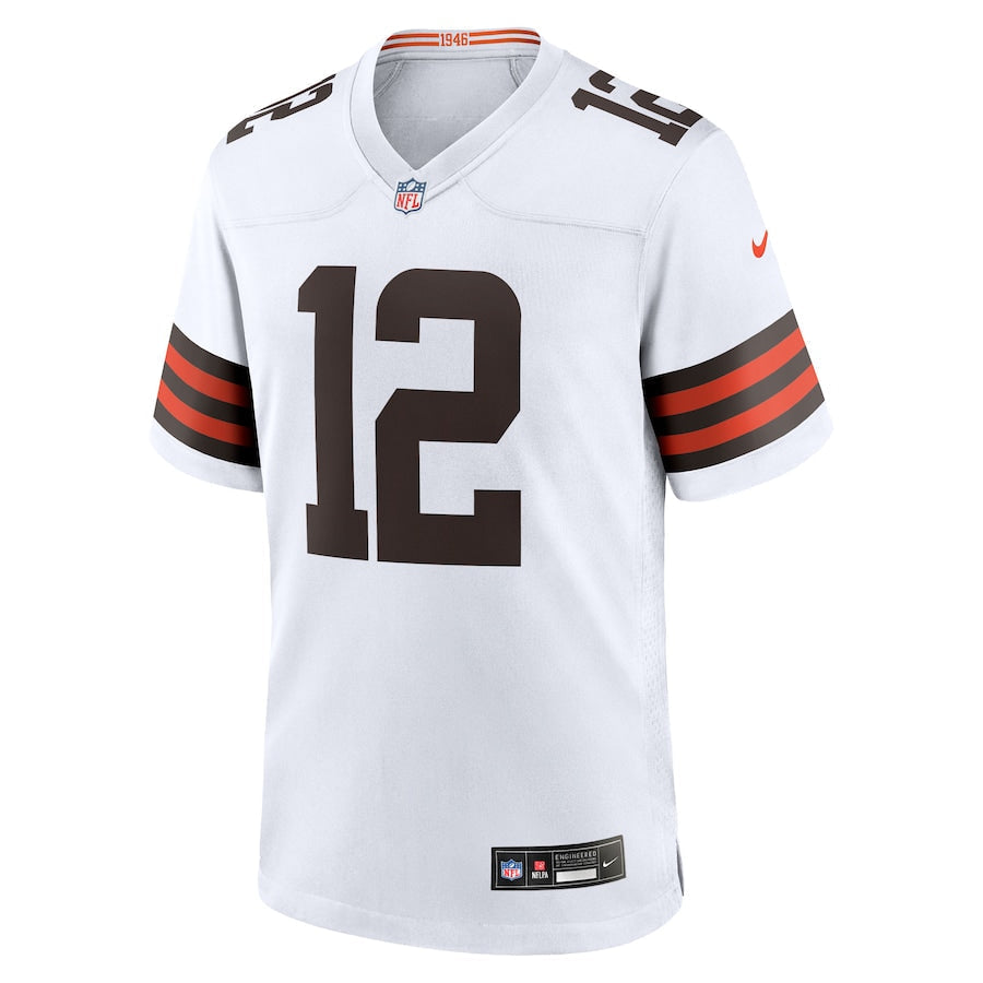 Men's Cleveland Browns Shedeur Sanders White 2025 NFL Draft Game Jersey
