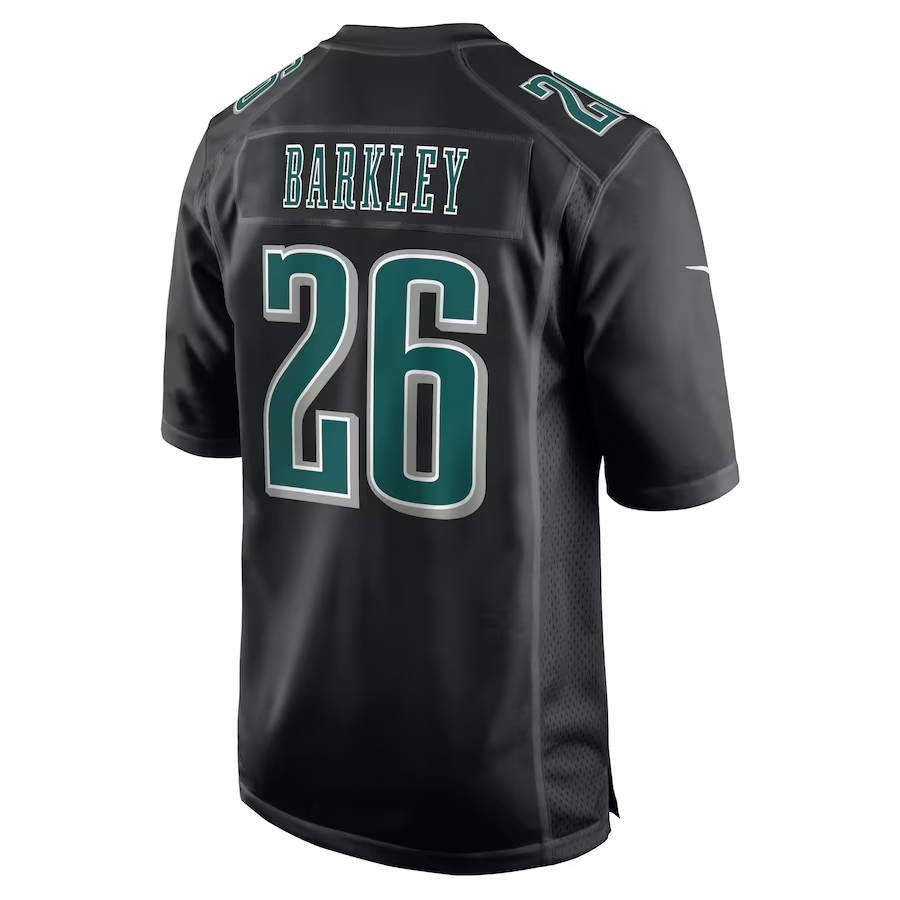 Men's Philadelphia Eagles Saquon Barkley  Carbon Black Super Bowl LIX Fashion Game Player Jersey