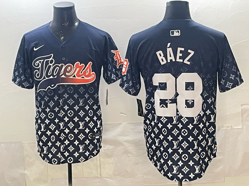 Men's Detroit Tigers Javier Baez Navy Game Player Jersey