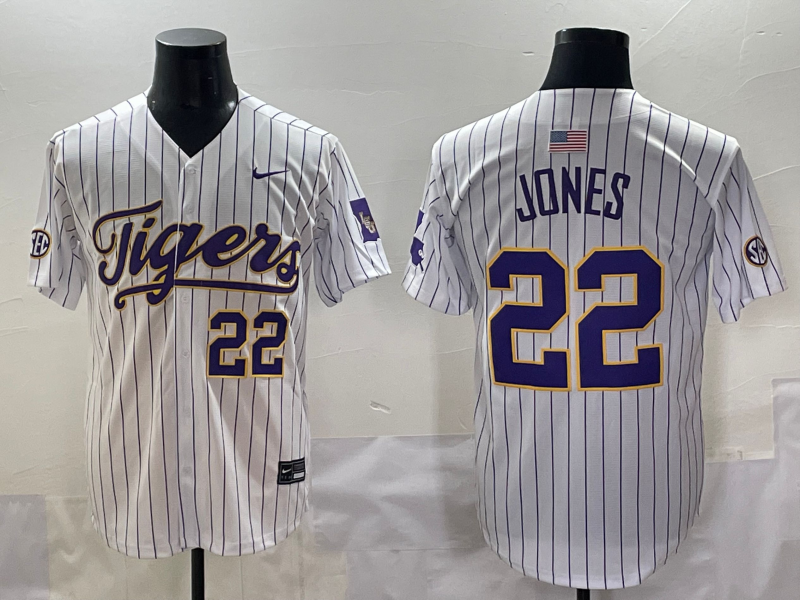 Men's LSU Tigers Jared Jones White Replica Player Jersey