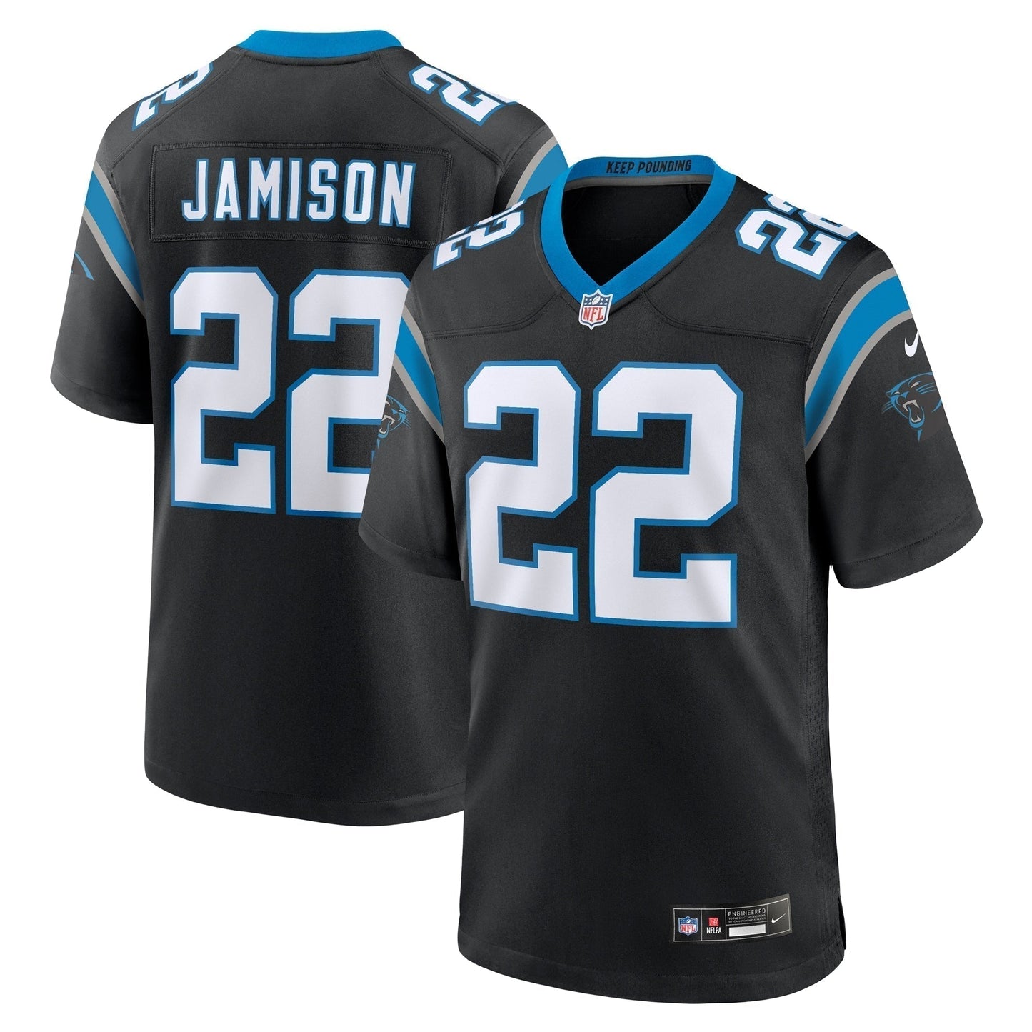 D'Shawn Jamison Carolina Panthers  Team Game Jersey -  Black