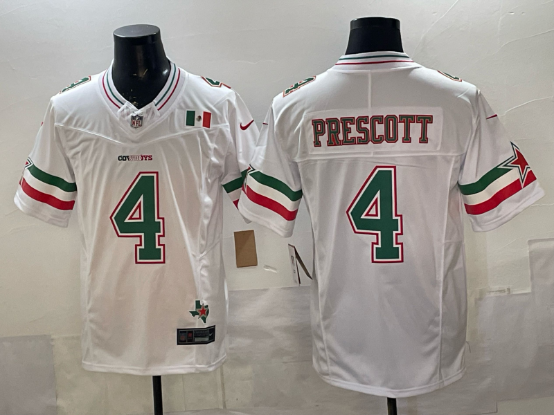 Men's Dallas Cowboys Dak Prescott White Game Team Jersey