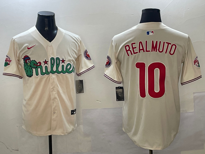 Men's Philadelphia Phillies JT Realmuto #10 Cream Replica Player Jersey1