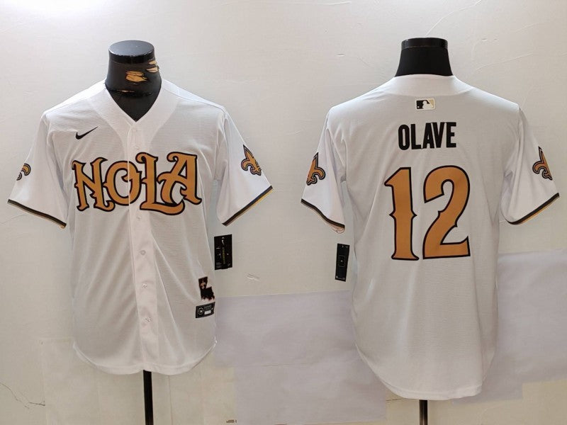 Men's New Orleans Saints Chris Olave White Game Player Jersey