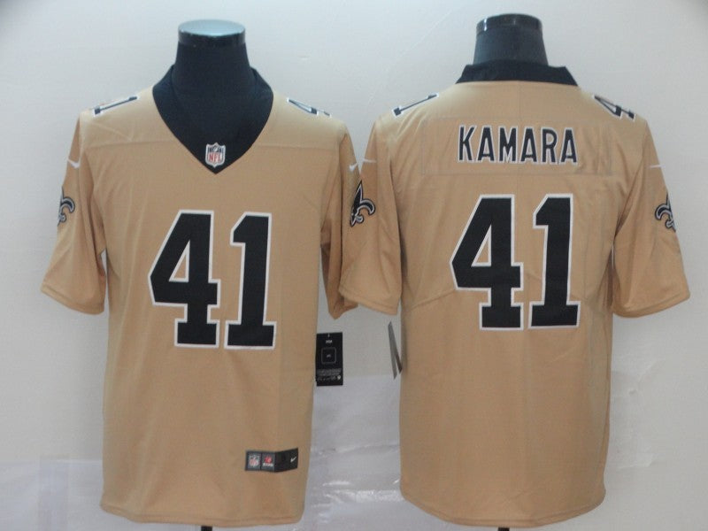 Men's New Orleans Saints Alvin Kamara #41 Gold Inverted Game Jersey1