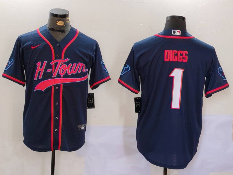 Men's Houston Texans Stefon Diggs Navy Game Player Jersey