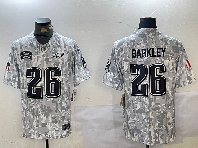 Men's Philadelphia Eagles Saquon Barkley Arctic Camo 2024 Salute to Service Limited Jersey
