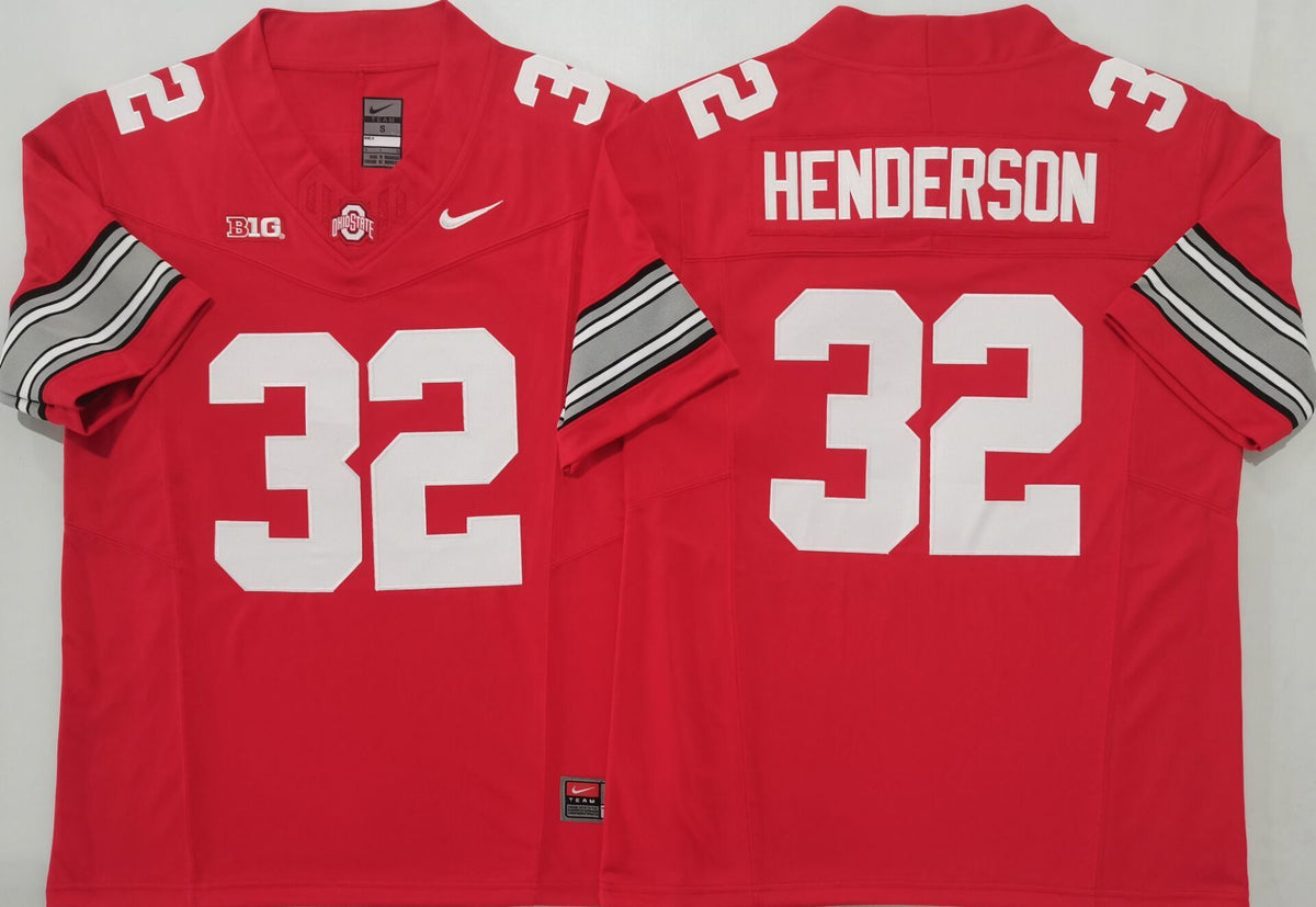 Men's Ohio State Buckeyes Treveyon Henderson #32 Red Game Jersey