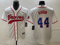 Men's Atlanta Braves Hank Aaron White Replica Player Jersey Joint Edition