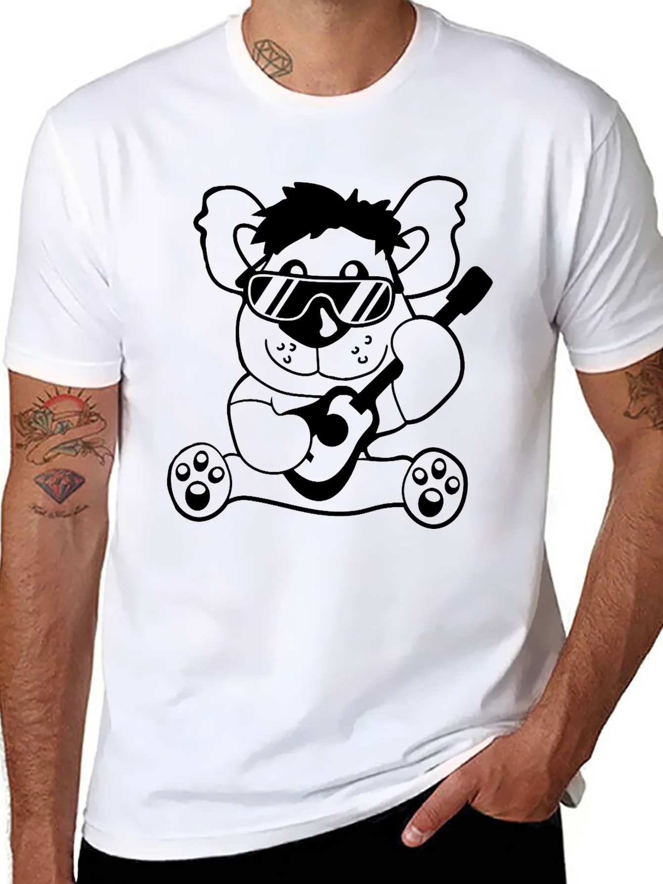 Cool Koala Guitar T-Shirt - Black Cotton