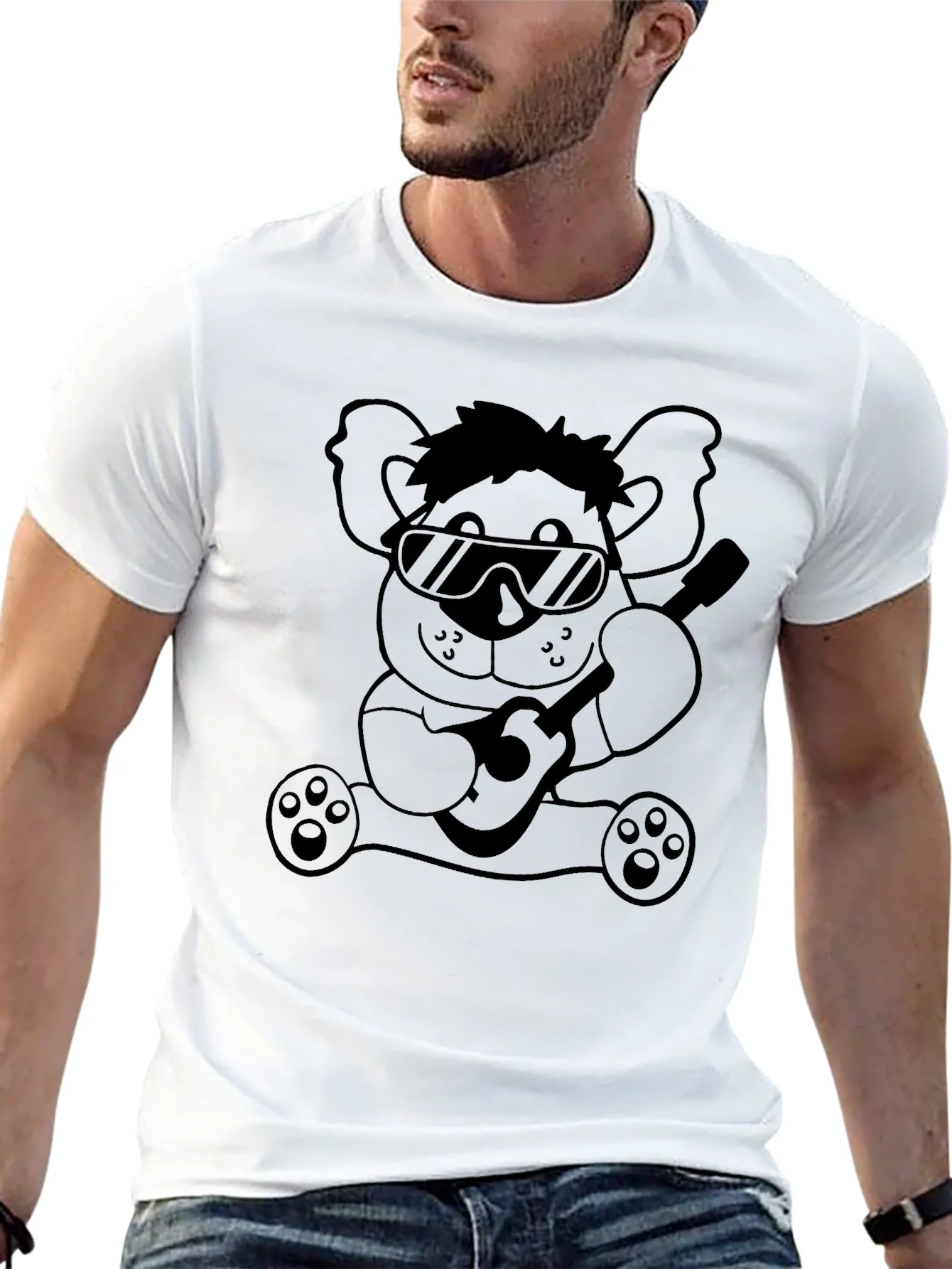 Cool Koala Guitar T-Shirt - Black Cotton