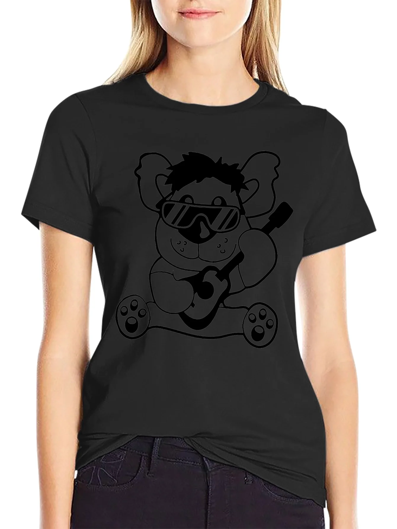 Cool Koala Guitar T-Shirt - Black Cotton