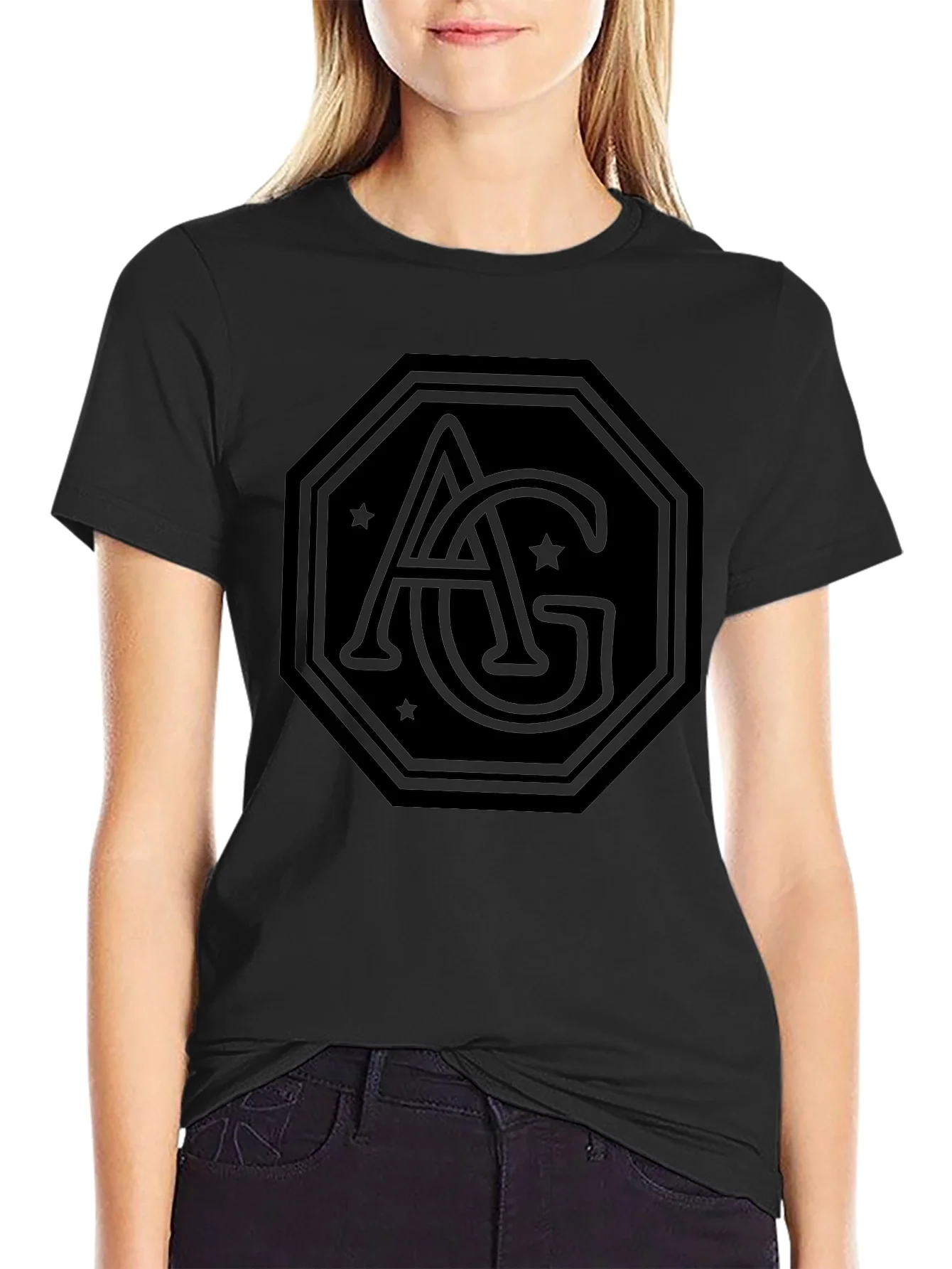AG Logo Black Tee - Modern Graphic Print