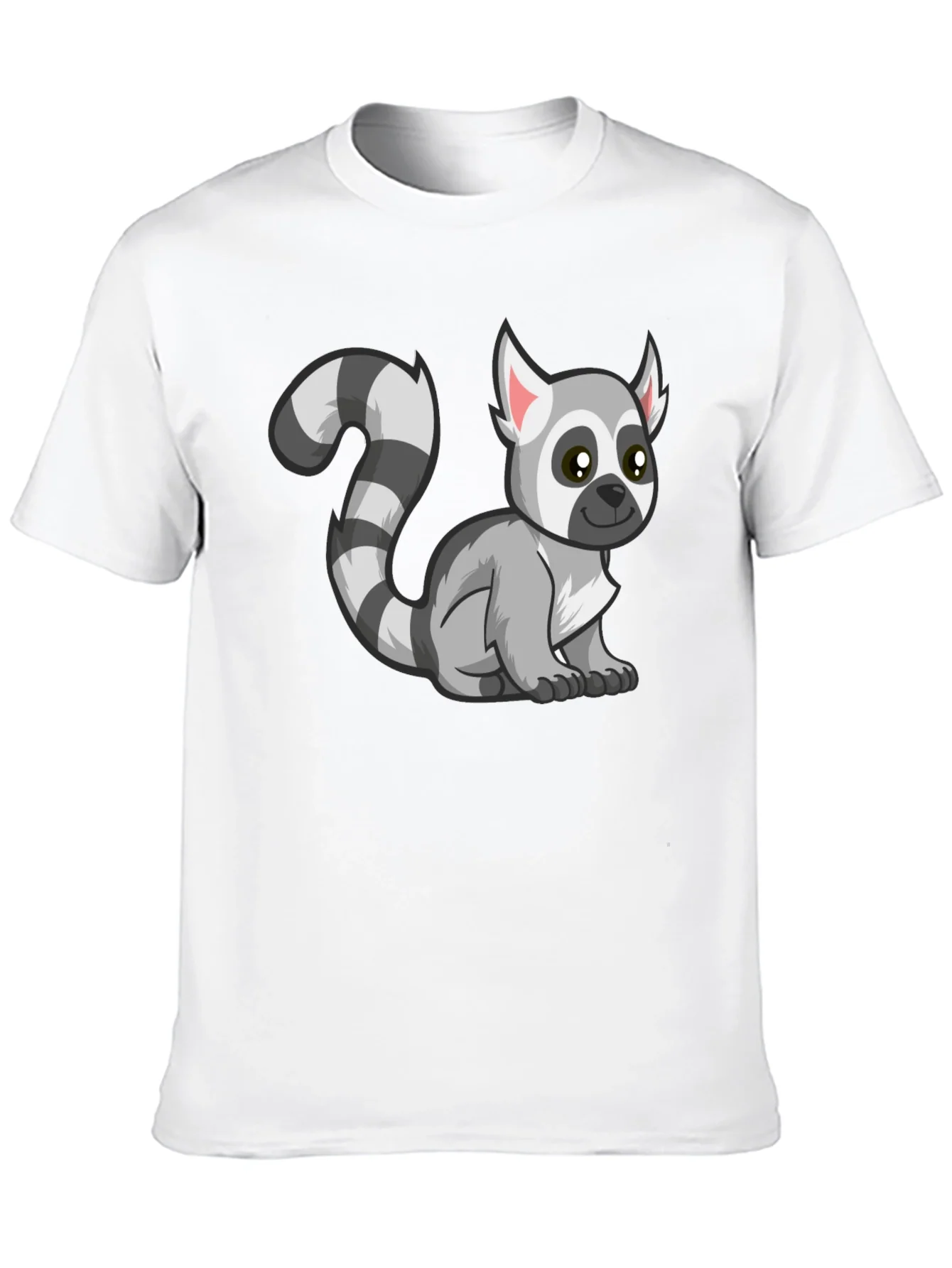 Cute Lemur Cartoon Graphic Tee Black