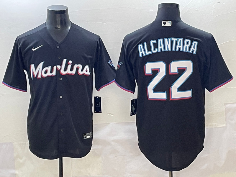 Men's Miami Marlins Sandy Alcantara Black Alternate Limited Player Jersey