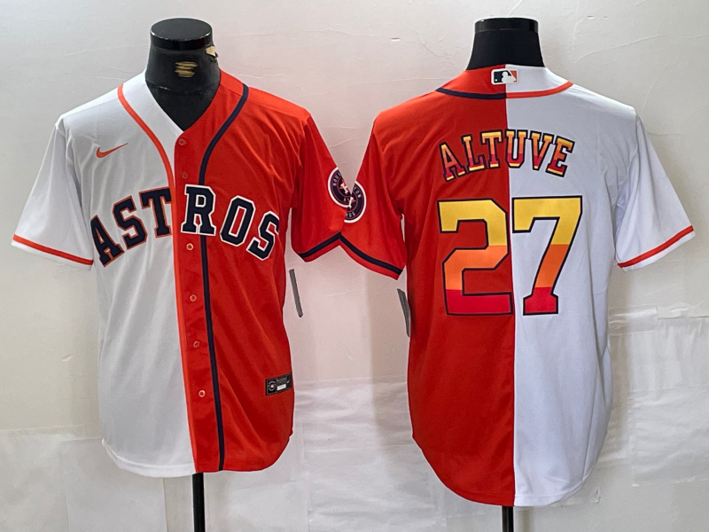 Men's Houston Astros Jose Altuve White/Orange Replica Player Jersey