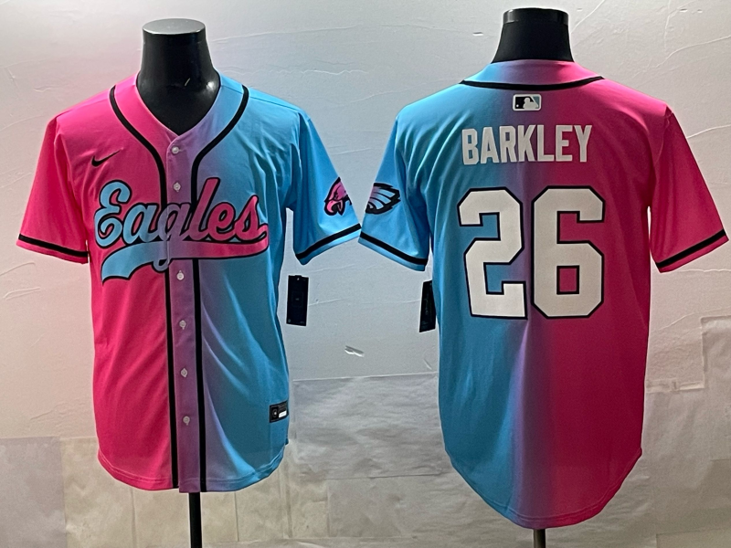Men's Philadelphia Eagles Saquon Barkley Pink/Blue Game Jersey