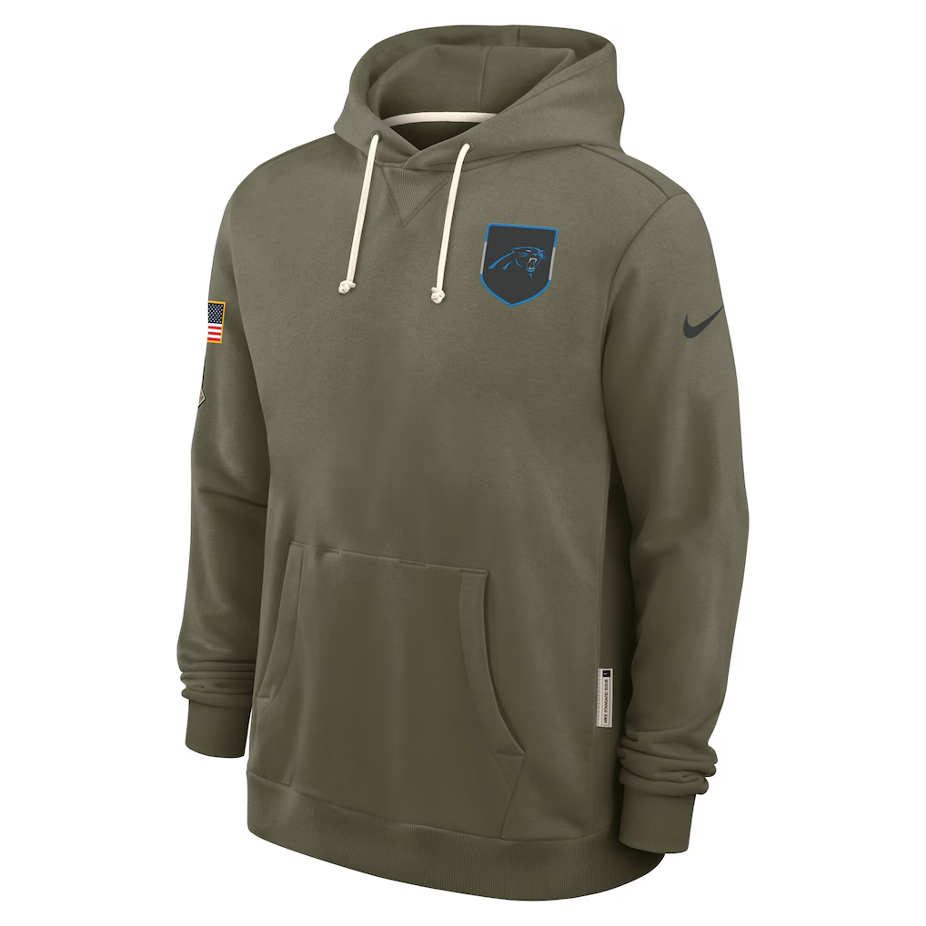 Men's Carolina Panthers  Olive 2025 Salute to Service Sideline Standard Issue Dri-FIT Hoodie