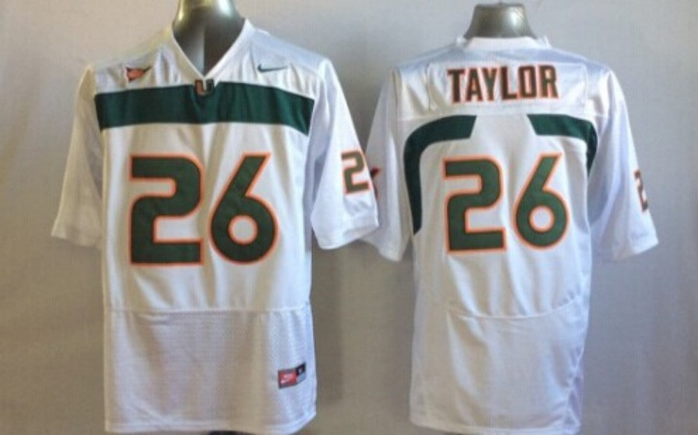 Men's Miami Hurricanes Sean Taylor White Team Football Jersey