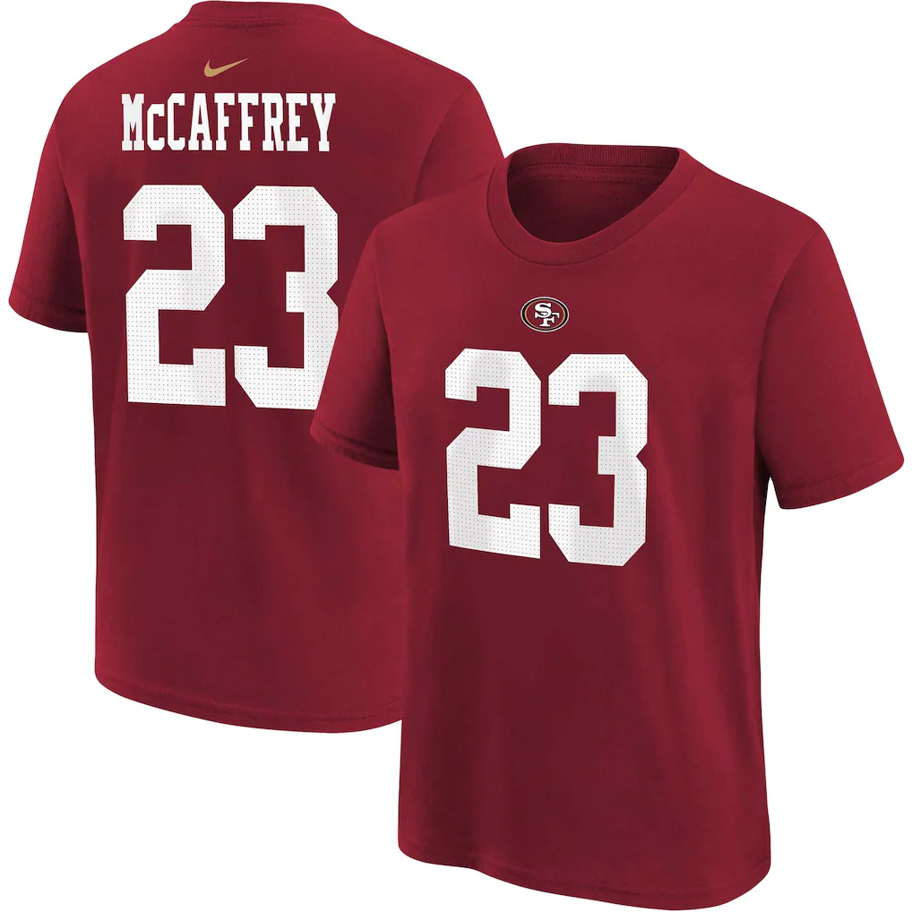 Christian McCaffrey San Francisco 49ers  Name & Number T-Shirt - Scarlet