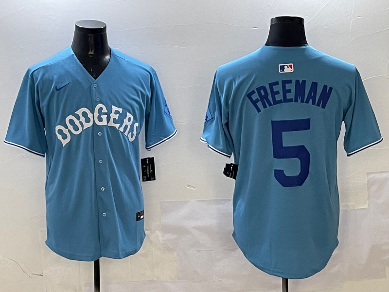 Men's Los Angeles Dodgers Freddie Freeman Light Blue Replica Player Jersey